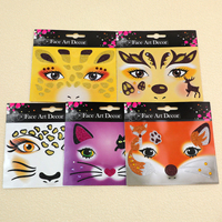 Autocollant de tatouage temporaire pour le visage, motif léopard pailleté, pour fêtes à thème, Halloween et carnaval, enfants et adultes