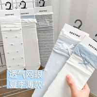 Nouvelle Arrivée Chaussettes Femme Style Ballet en Maille Creuse Dentelle Nœud Papillon Chaussettes Souples à Volants Respirantes Fines pour l'Été Vente en Gros