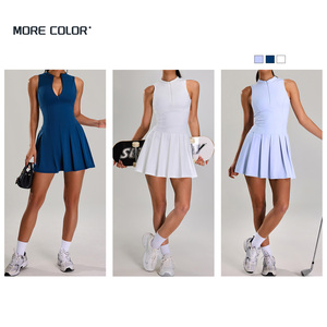 Vestido deportivo de dos piezas con cremallera para gimnasio, ropa de entrenamiento anticonducción, vestido de tenis para <span class=keywords><strong>mujer</strong></span> con estampado personalizado - Product Image 2