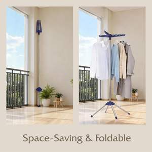 Séchoir à linge rotatif et pliable en acier inoxydable <span class=keywords><strong>avec</strong></span> bras pivotants, support autoportant - Product Image 2