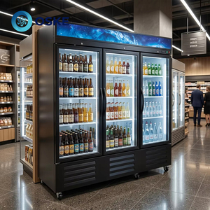 <span class=keywords><strong>Congelador</strong></span> Vertical Comercial con Puerta de Vidrio, Base de Soporte Sólido, Múltiples Divisiones Interiores, Exhibidor de Bebidas Congeladas y Hielo para Supermercados - Product Image 1