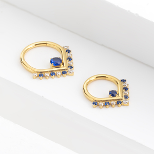 Gioielli per Piercing all'Ingrosso, Anello Segmentato a Cerniera in Titanio ASTM F136 con Zirconi, per Conchiglia, Elica, Orecchio e Naso - Product Image 4