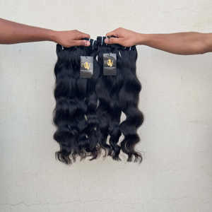 Venta al por mayor de mechones de cabello ondulado brasileño recto y rizado Bodywave crudo indio templo ondulado cabello humano de proveedores vietnamitas - Product Image 2