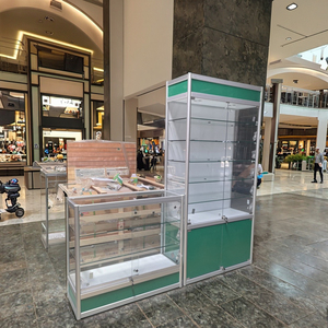 Thanh lịch bạc kim loại khung cửa hàng bán lẻ hiển thị Showcase thiết kế đơn giản LED có thể khóa cho showroom Mall trang sức sử dụng - Product Image 1