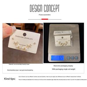 Resoul Joyas de Lata Bañadas en Oro con Perlas y Circonitas, Conjunto de 3 Piezas, <span class=keywords><strong>Moda</strong></span> Coreana para Mujer, Venta al por Mayor - Product Image 5