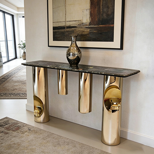 Console moderne avec plateau en marbre et pieds en fibre de verre dorés pour l'<span class=keywords><strong>entrée</strong></span> de la maison - Product Image 2