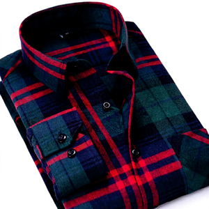 Chemise en flanelle en coton imprimé personnalisé de haute qualité pour hommes T-shirt polyvalent avec bouton en corne et soie comprenant un logo personnalisé - Product Image 1
