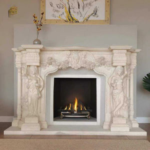 Handgeschnitzter Kamin aus Marmor im europäischen Antik-Stil mit Damenstatue, freistehend für die Hotelnutzung - Product Image 3