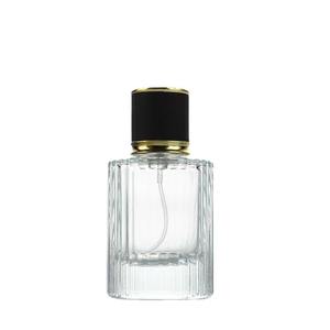 Vente en gros de flacons de parfum à fine brume 30ml/50ml, flacon cylindrique à rayures verticales avec vaporisateur à vis - Product Image 1