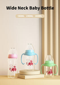 Biberón de bebé de cuello ancho anticólico sin BPA, biberón de grado alimenticio PP con sensor de temperatura, Material de silicona impreso, biberón - Product Image 5