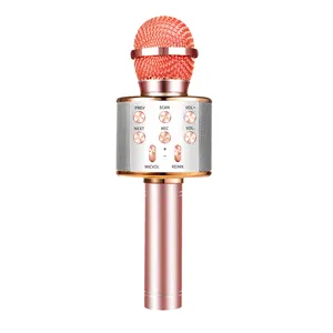 WS858 Mikrofon Karaoke Nirkabel, Mikrofon Profesional, Speaker Karaoke, Mikrofon Studio Genggam, Mikrofon untuk Ponsel Pintar