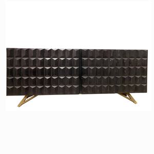 Aparador de Almacenamiento de 4 Puertas con Base de Acero Inoxidable y Madera Tallada de Estilo Europeo Moderno - Product Image 1