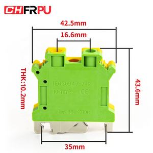 บล็อกขั้วต่อสายดินแบบสกรู CHFRPU USLKG10 ขนาด 10 ตร.มม. สำหรับราง DIN  บล็อกขั้วต่อสายดินทองเหลืองสำหรับ <span class=keywords><strong>UK10N</strong></span> - Product Image 4