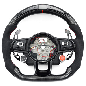 Volant personnalisé adapté à Volkswagen <span class=keywords><strong>GOLF</strong></span> 7 <span class=keywords><strong>GOLF</strong></span> GTI GTD GTE POLO TRoc Arteon Passat Tiguan Volant en fibre de carbone LED - Product Image 1