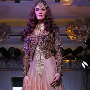 Hermosa chaqueta elegante con vestido largo hasta el suelo para fiesta pesada/vestido de novia con bordado pesado zardozi work-2019 - Product Image 3