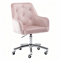 Chaise de bureau ergonomique pivotante à 360 degrés, moderne, en velours, avec piètement en métal chromé, hauteur réglable, multifonctionnelle, pour la maison et le bureau