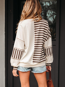 TPY0 Vente en gros de pulls décontractés vintage surdimensionnés pour femmes, sweat-shirt pour femme avec détails rayés et boutons colorés - Product Image 6