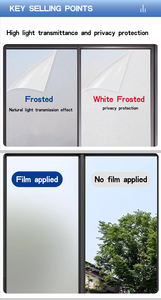 Película de vidrio para ventana de privacidad esmerilada blanca lechosa opaca, cubierta protectora de <span class=keywords><strong>vinilo</strong></span> autoadhesiva con pegamento para hoteles - Product Image 2