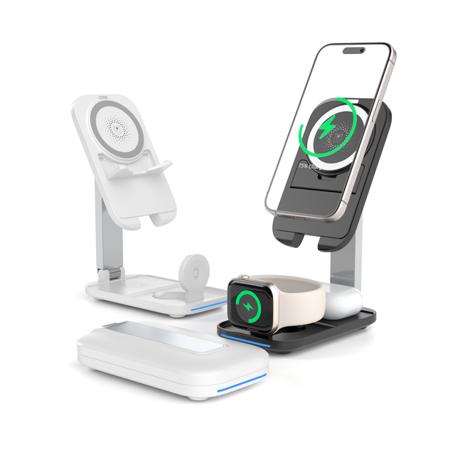 New Product Magnetic Wireless Charger 3 in 1 Desktop Charger Stand Multi Functional Foldable Wireless Charging Station