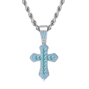 Collier <span class=keywords><strong>Croix</strong></span> Multicolore en Zircon et Diamants, Plaqué Or, en Acier Inoxydable et Laiton, avec Pendentif <span class=keywords><strong>Croix</strong></span> en Pierre Précieuse, Symbole <span class=keywords><strong>de</strong></span> Foi Jésus pour Homme - Product Image 5
