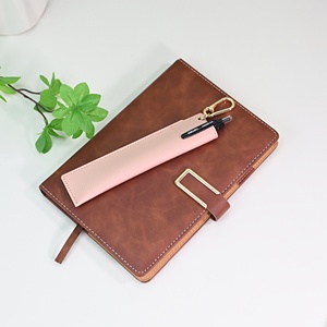 Portable PU Leather Pen Pencil Pouch with Carabiner Slim Storage Case for School Office Supplies and Welcome <b>Gifts</b> Handmade - Product Image 3