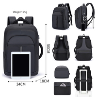 Sac à dos professionnel pour homme en nylon respirant avec fermeture éclair, port USB, pour ordinateur portable, grande capacité de rangement, idéal pour les trajets quotidiens