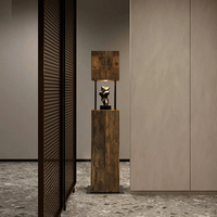 Lampe sur pied en bois d'orme rétro Wabi-Sabi, décoration d'art zen creuse pour hôtel, salon