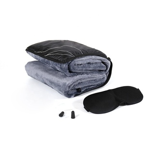 OEM de fábrica de <span class=keywords><strong>lana</strong></span> de Coral de avión, manta de viaje con bolsillo <span class=keywords><strong>y</strong></span> cremallera/ - Product Image 2