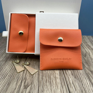 Nouveaux sacs d'emballage pour bijoux, pochette à bijoux orange avec logo personnalisé - Product Image 3