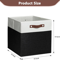Bacs de rangement pliables en tissu de 13 pouces avec poignées en cuir végétalien Paniers de rangement en cube robustes pour étagères, placard, pépinière