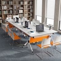 Table de conférence moderne pliable en gros, table de réunion mobile, bureau pliable pour salle de formation