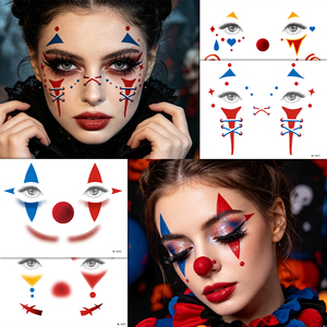 Tatuajes Temporales Personalizados OEM No Tóxicos, Pegatinas de Tatuajes de Payaso Terrorífico de Halloween, Sonrisa Ensangrentada Cosida, para Venta al Por Mayor y Cosplay - Product Image 5