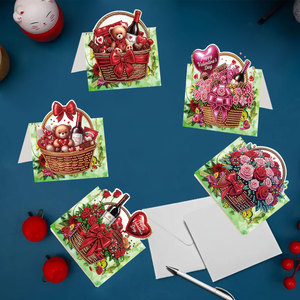 Carte de vœux en 3D pour <span class=keywords><strong>la</strong></span> Saint-Valentin avec découpe en diamant, motif ours, fleur et cœur - Product Image 5