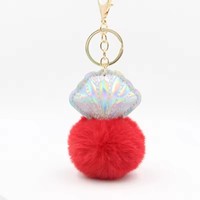 Porte-clés en peluche pompon mignon et moelleux en forme de coquille, accessoire de sac, porte-clés