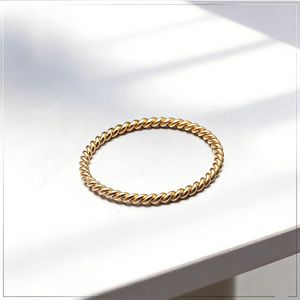 Anillo Trenzado de Acero de 1 mm, Color Oro Rosa, Anillo de Mujer para el Dedo Índice, Joyería de Acero Inoxidable, Brazalete de Moda - Product Image 3