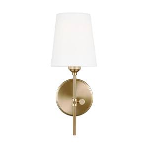 Aplique de pared de latón con pantalla de tela blanca, iluminación minimalista moderna para dormitorios - Product Image 1