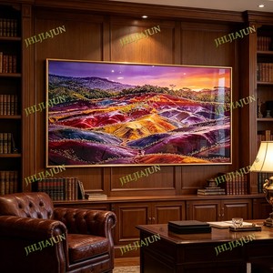 Tableau mural arc-en-ciel de luxe, peinture de paysage aux sept couleurs vibrantes, décoration LED pour salon, peinture en porcelaine cristalline - Product Image 4