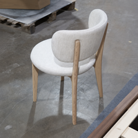 Chaise de salle à manger en bois massif nordique, rembourrée en lin, dossier incurvé, chaise d'appoint, mobilier de salle à manger