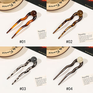 Venta al por mayor Pc perla palillos del pelo en forma <span class=keywords><strong>de</strong></span> U moda grande ámbar niñas horquillas acrílico chino accesorios para el cabello <span class=keywords><strong>de</strong></span> las mujeres - Product Image 5