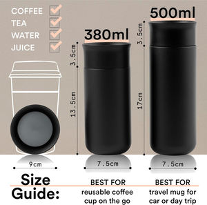 زجاجة حرارية معزولة بجدار مزدوج للشرب بزاوية 360 درجة، مانعة للتسرب، أكواب قابلة لإعادة الاستخدام، أكواب قهوة للسفر من الفولاذ المقاوم للصدأ - Product Image 6