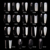 Dernières Nouveautés : 500 Pièces/Sac de Faux Ongles Pré-dessinés, Styles Variés, Couleurs Naturelles et Transparentes, Demi-Couverture et Couverture Complète