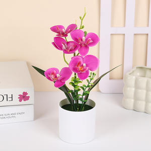 Phalaenopsis Bonsai colorato simulato artificiale vaso pianta nuova 5 farfalla orchidea simulazione ceramica decorazione casa ufficio - Product Image 4