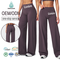 Pantalon de sport décontracté pour femme, taille haute, coupe large évasée, effet ventre plat, haute élasticité, anti-humidité, personnalisable avec logo