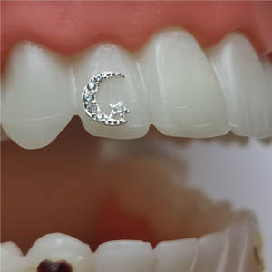 925 argent plaqué argent pur dents gemme outil incrusté Zircon étoile lune soirée décoration dent gemmes pour dents blanchissant bandes - Product Image 5