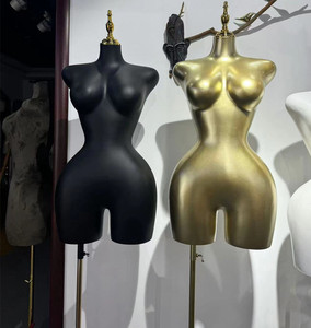 Torse de femme grande taille en tissu de velours afro-américain Corps en plastique Gros seins Gros cul Demi-corps Mannequins pour magasin de vêtements - Product Image 6