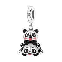 Vente directe usine – Nouveaux accessoires de pendentif en tungstène plaqué argent, série animaux charmants : pendentifs perles ours panda et pingouin