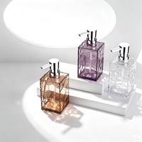 Flacon pompe carré de luxe en verre, rechargeable, pour shampoing et gel douche, idéal pour hôtels et maisons d'hôtes (vente en gros)