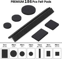 186 pièces de coussins de meubles en feutre auto-adhésifs noirs pour pieds de chaise, canapé de table ou appareil