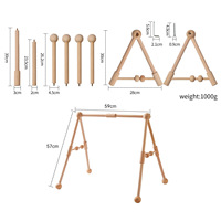 Portique d'activités triangulaire en bois transfrontalier avec pendentifs animaux en peluche pour nourrissons et nouveau-nés, stimulation multisensorielle