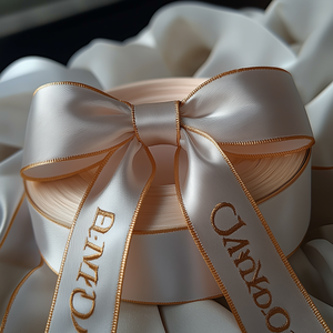 Rubans personnalisés en satin polyester imprimés avec logo 3D en feuille d'or, pour cadeaux, promotion, décoration et emballage, vente en gros - Product Image 6